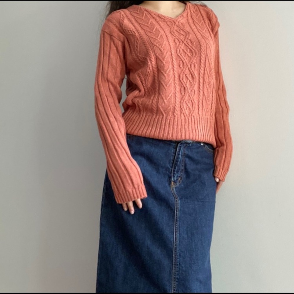 🍊VINTAGE ORANGE KNIT SWEATER - Picture 1 of 3
